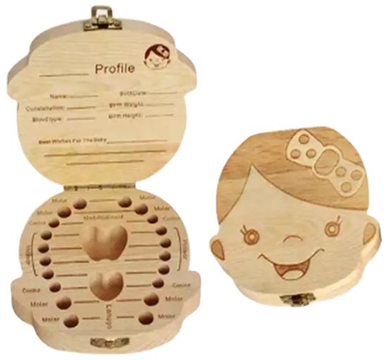 Tandendoosje - Melktanden bewaren - Melktandjes box - Tooth box - Hout - Haarlok doosje - Kraamcadeau - Meisje - Jonyx van Merkloos