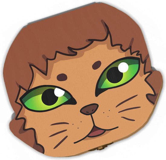 Tandendoosje met naam - Leeuw - Hout - Voor jongens en meisjes - Opbergdoosje voor Melktanden - Tandendoosje voor kinderen van Little LUCA