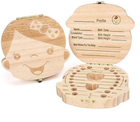 Tandendoosje - Tanden doosje - Meisjes - Girl - Kraamcadeau - Tandenbakje - Tanden bewaren - Melktandjes - Toothbox - Wood - Hout van T