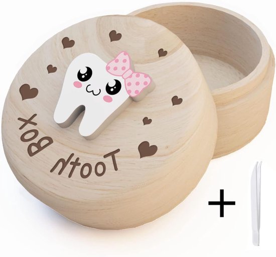 Tandendoosje-tandendoosje jongens-Kraamcadeau-Baby cadeau-tandendoosje meisjes-Inclusief 1 kleine tang-tandendoosie hout-Sectie c van Droomsy.