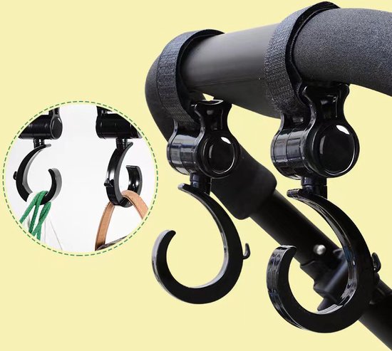Tassenhaak Voor De Kinderwagen I Tas Hanger I Karabijnhaak Tassendrager Voor De Kinderwagen I Haak Voor De Buggy I 2 Stuk I Zwart van T