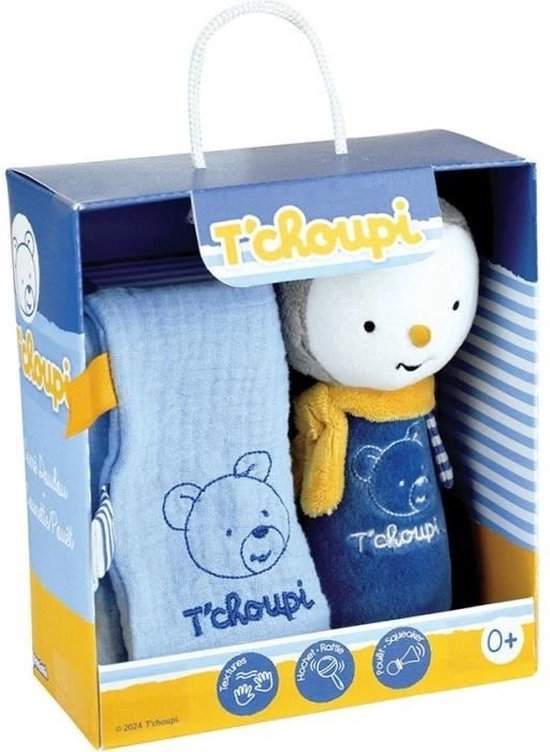 T'choupi Baby Geboortedoos met Trooster en Pluche Rammelaar +/- 25 cm - JEMINI - Ideaal als geboortecadeau. van Merkloos