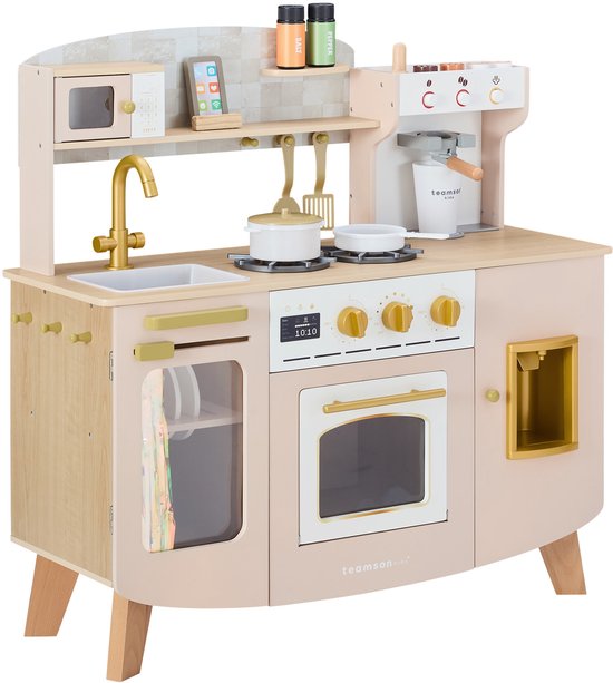 Teamson Kids Middelgrote Houten Speelkeuken met Koffiemachine - Goud van Merkloos