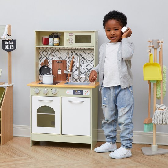 Teamson Kids Modern Houten Speelkeuken - Kinderspeelgoed - Rollenspel Speelgoed - Groen/Wit van Teamson Kids
