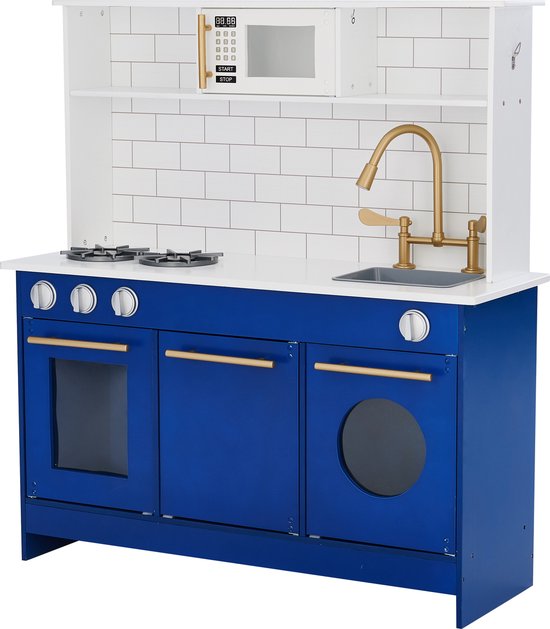 Teamson Kids Modern Houten Speelkeuken Met Accessoires - Kinderspeelgoed - Rollenspel Speelgoed - Wit/Blauw van Teamson Kids