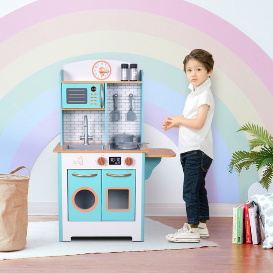 Teamson Kids Retro Houten Speelkeuken Met Accessoires - Kinderspeelgoed - Rollenspel Speelgoed - Blauw/Wit van Teamson Kids