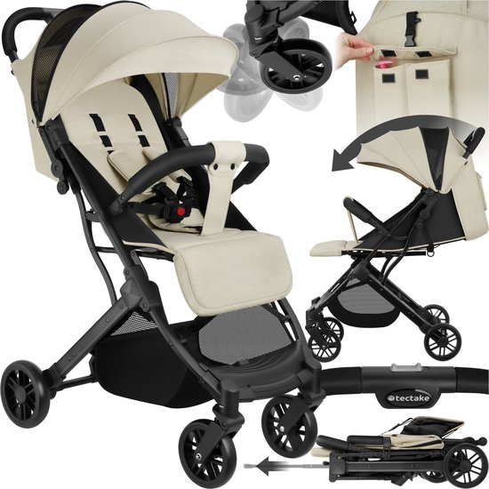 tectake® - Buggy kinderwagen Finn - Lichtgewicht plooibuggy - Inklapbaar en met opvouwbare kap - Draagkracht 15kg - Antraciet van TecTake