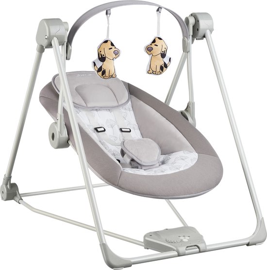 tectake® Wipstoel "Dogs" – babystoel - baby bouncer - Inklapbaar met TrueSpeed-technologie en 5 Snelheidsniveaus - met speelboog van TecTake