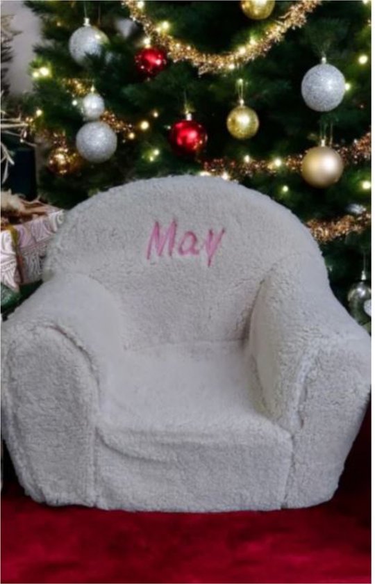 Teddy Kinderstoel cream met geborduurde naam van Eazy Living