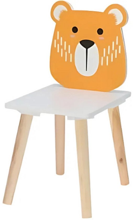 Teddybeer Kinderstoel MDF - 24x30x52cm - Oranje van Merkloos