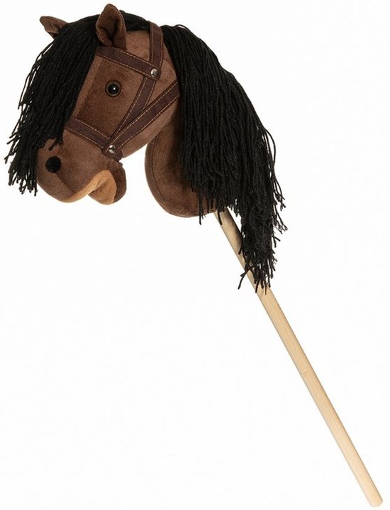 Teddykompaniet - Stokpaard - Pluche paard - houten stok, teugels, 80 cm, T-TED-03002 van T
