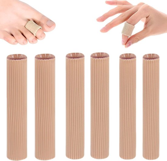 Teenbescherming met 6 siliconen hoezen in Beige, voor S/M/L voeten, ideaal voor comfort en blarenpreventie