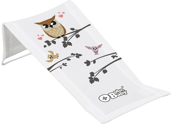 TEGA - Badzitje - Stoffen ligstoel Wise Owl wit - Badmatras - Ligstoel - Badaccessoire - Babyverzorging - Baden van Merkloos