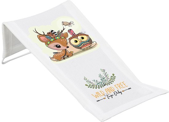 TEGA - Badzitje - Stoffen ligstoel wit textiel 42x20 cm - Badstoel - Ligstoel - Badaccessoire - Babyverzorging - Badmeubel