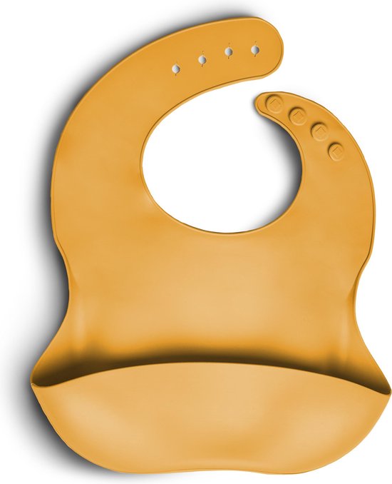 Telano® Slabbetje Okergeel met Opvangbakje - Siliconen Slabber Baby Peuter - Verstelbaar en Waterproof - Kraamcadeau