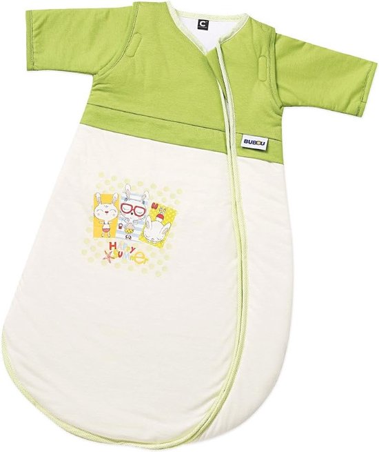 Temperatuurregulerende Babyslaapzak met Afneembare Mouwen - Geschikt voor Elke Seizoen, 110 cm, Beige/Groen van Little Dutch