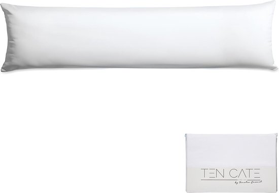 Ten Cate Zwangerschapskussen - Zijslaapkussen - Lichaamskussen - Volwassenen - Body roll - Body Pillow - Inclusief Kussensloop Katoensatijn Wit - 145 x 40 cm