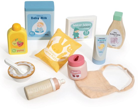 Tender Leaf babyverzorgingsset houten speelgoed voor rollenspel.