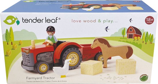 Tender Leaf - Houten tractor met accessoires van T