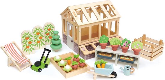 Tender Leaf Toys Speelset Kas En Tuin Junior Naturel 27-delig van Tender Leaf Toys