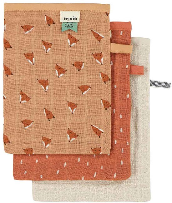 Tetra washandjes 3-pack mix - Fierce Fox van Merkloos