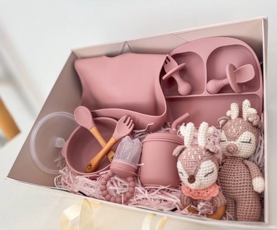 The Baby Supply – Baby Blush Cadeaubox Roze | Luxe Kraamcadeau Serviesset voor Meisjes van The Baby Supply