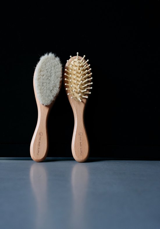 The Baby Supply Borste en kam - 100% natuurlijke materialen- gemaakt van geitenhaar- Baby haarverzorging van T