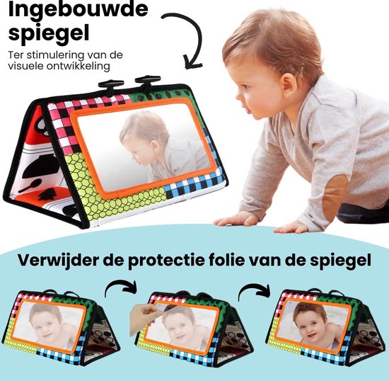 The Baby Supply Buikligtrainer voor Baby’s – Sensorisch Knisperboekje – Educatief Montessori Speelgoed – Tummy Time Trainer – Baby Speelgoed vanaf 3 Maanden van Merkloos