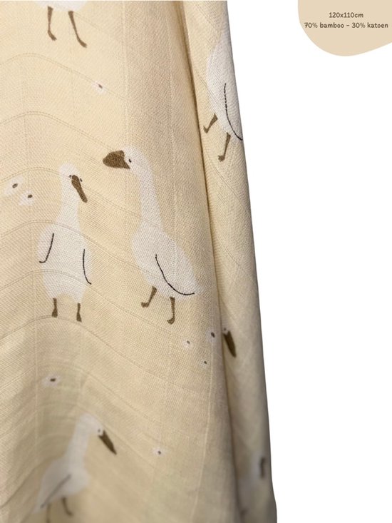 The Baby Supply Hydrofiele Doek Gans Beige– 120×110 cm | 70% Bamboe – 30% Katoen | Extra Zacht & Ademend | Set van 1 van Merkloos