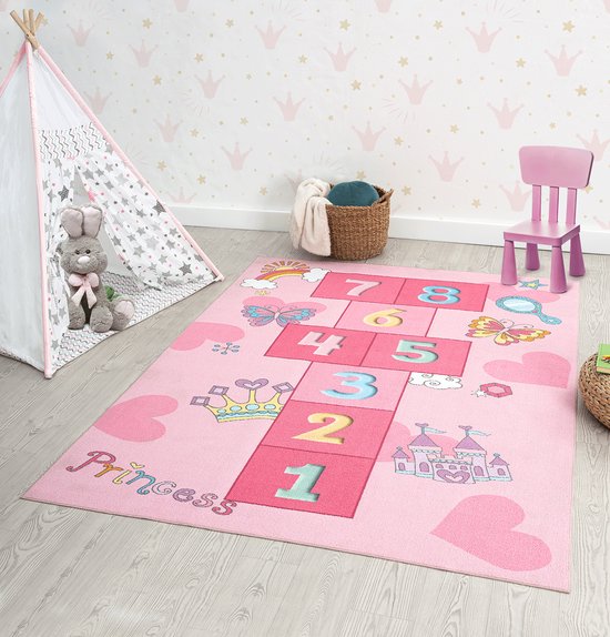 the carpet Happy Life Speelkleed - Prinses roze kindertapijt 120x160 cm van Merinos