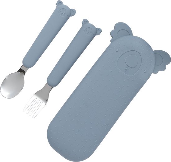 The Cotton Cloud Set kinderbestek siliconen & rvs van T