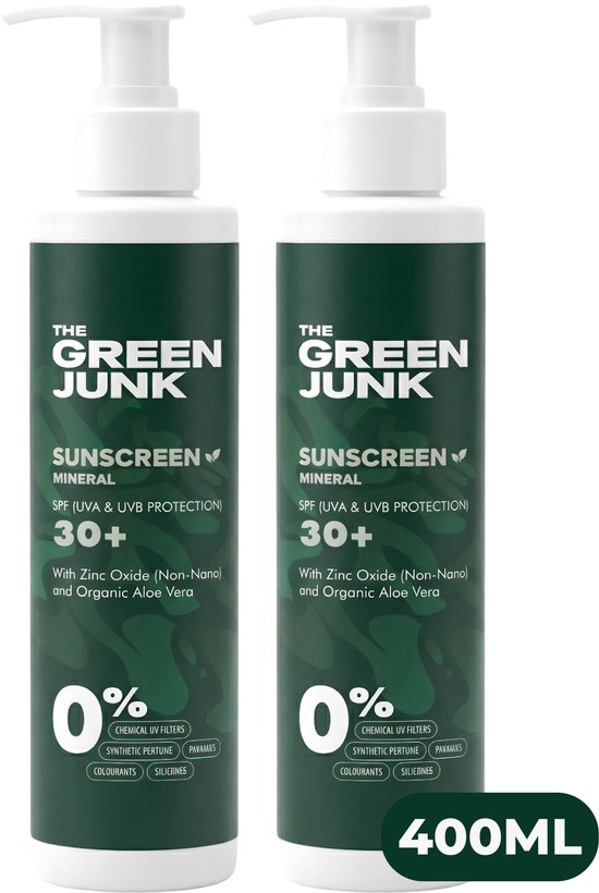 The Green Junk Minerale Zonnebrand 200ML (2-pack) - Natuurlijke Zonnebrand - Zonnebrandcreme - Zonnebrand Baby - Zonder Synthethisch Parfum - Geschikt voor de Gevoelige Huid - Factor 30+ van Merkloos