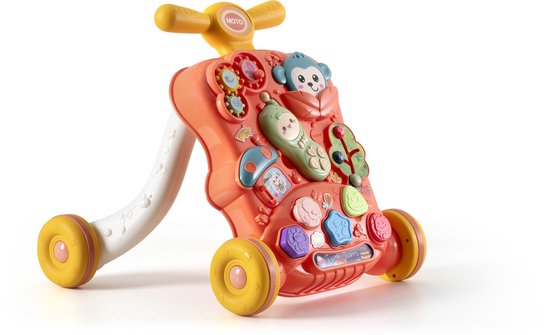 The Honest Market - Baby Walker - Multifunctionele Loopwagen met Muziek - Rood - Educatief Babyspeelgoed - Pull & Push Toy van Merkloos