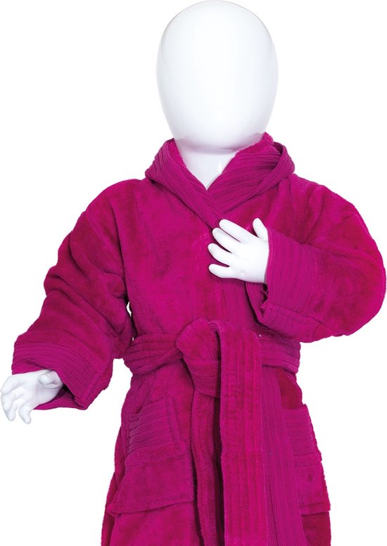 The One Towelling Baby Badjas - 55 x 34 x 32 cm - Maat 80/92 - Kamerjas - 100% Gekamd katoen - Magenta van The One