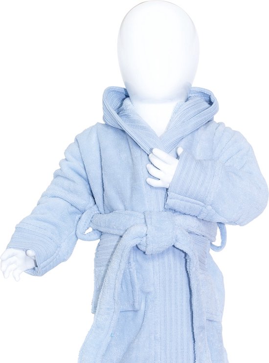 The One Towelling Baby Badjas - Maat 98/110 - Kamerjas - 100% Gekamd katoen - Lichtblauw van The One