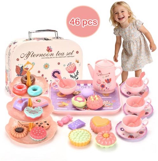 Theeservies van hout, Montessori educatief dinerservies voor thee-feestjes en rollenspellen, keukenspeelgoed, cadeau voor meisjes, kinderen, 3, 4, 5, 6 jaar, kerstcadeaus van Merkloos