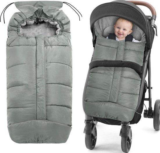 Thermische slaapzak voor kinderwagen - waterdichte en winddichte winterslaapzak - wasbare thermische babyslaapzak - waterdichte en winddichte kinderwagenaccessoires - geschikt voor baby's van 0-36 maanden (grijs)
