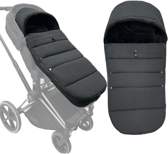 Thermische Voetenzak voor Kinderwagens, Geschikt voor Cybex Priam, Mios en Balios, Zacht Voering en Waterafstotend, Zwart, 90x45cm, Ideaal voor Koude Dagen en Comfortabele Wandeling