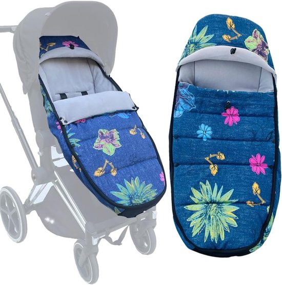 Thermische Voetenzak voor Kinderwagens - Geschikt voor Cybex Priam, Mios en Balios - Zacht Voering en Waterdichte Buitenkant met Bloemenprint van Merkloos