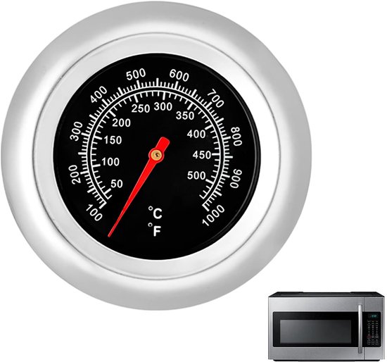 Thermometer voor Grill BBQ, roestvrij staal-roosterthermometer, barbecuethermometer, grilldekselthermometer analoog 50°C–500°C, roestvrij staal thermometer voor gasgrill, roker, pizzaoven, Weber Grill