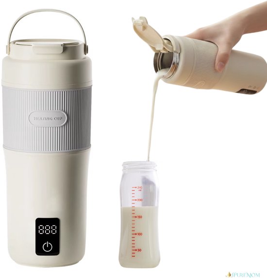 Thermosfles Flessenwarmer Onderweg - 450ML - Flessenwarmers - Roestvrijstaal - Oplaadbaar Draadloos & Draagbaar - Voor Alle Soorten Babyflessen - Voor Volwassenen - Thermosfles MULTIFUNCTIONEEL - 2026 van Merkloos