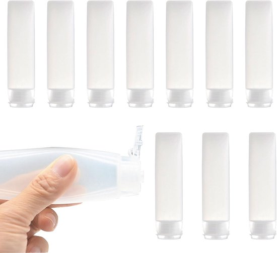 Thijox - 10 Stuks 30 ml Reisflesjes voor Toiletartikelen - Lekvrije Transparante Plastic Knijpflesjes voor Shampoo, Conditioner, Lotions - Ideaal voor
