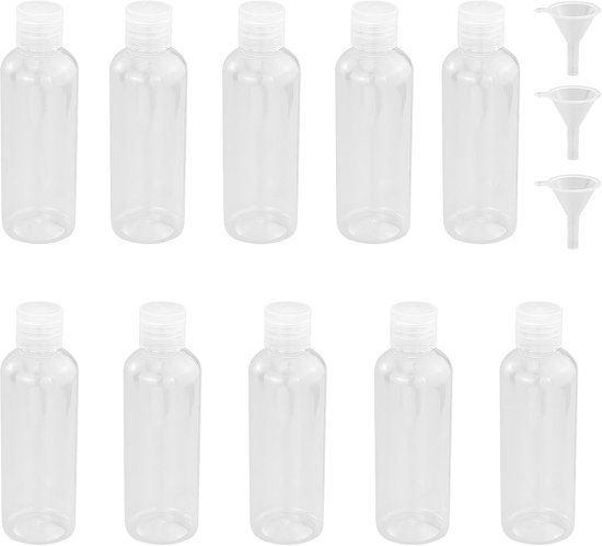 Thijox - 10 Stuks Reisflessen Set 100 ml - Transparante Plastic Lege Cosmeticaflessen voor Vliegreizen en Zakenreizen - Douchegel en Shampoo Flessen m