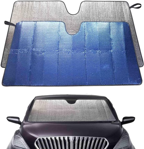 Thijox - Autozonwering Voorruit 150 x 80 cm - Opvouwbaar en Reflecterend - UV-Bescherming en Warmtewerend - Blauwe Zonnescherm voor Auto
