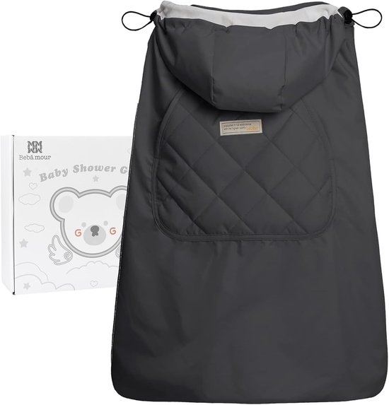 Thijox - Bebear Winter Cover voor Draagzak - Warme Universele Hoodie Draagzak Cover - Geschikt voor Alle Seizoenen - Donkergrijs