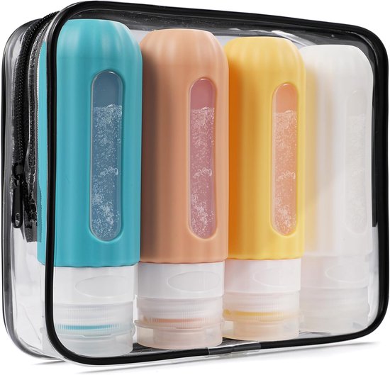 Thijox - Herbruikbare Siliconen Reisflessen voor Toiletartikelen - Lekvrij, TSA-goedgekeurd, Navulbare Mini-flesjes 85 ml voor Shampoo, Conditioner en