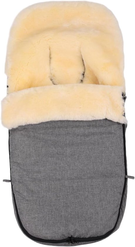 Thijox - Lamsvachtvoetenzak voor baby's - Kinderwagen, Buggy, Voetenzak, Wind- en Waterdicht, Thermoregulerend, Ritssluiting, 90 x 50 cm, Lichtgrijs G van Thijox
