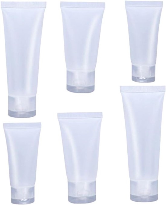 Thijox - Lege tubes om te vullen 6 stuks reisflessen set voor shampoo, conditioner en lotions, 15/20/25 ml, ideaal voor vakantie, camping, sport en da