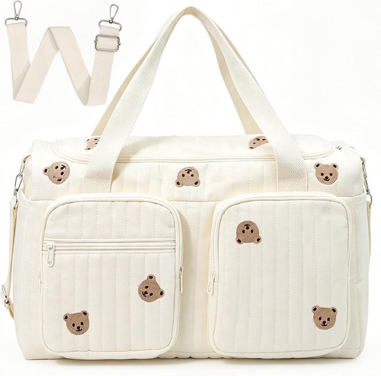 Thijox - Luiertas Baby Zwangerschapstas Multifunctioneel 48x26x22cm Draagbare Luier Tas Tote Herbruikbare Handtas met Teddybeerprint voor Mama en Ziek