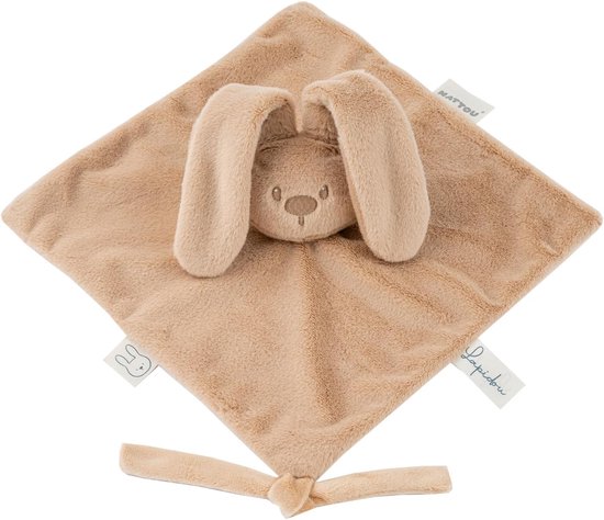 Thijox - Nattou Lapidou Knuffeldoekje - Baby Konijn Knuffel 27x27 cm - Warm Beige - Zacht Knuffelgoed voor Baby's - Ideaal Kraamcadeau - Speelgoed voo